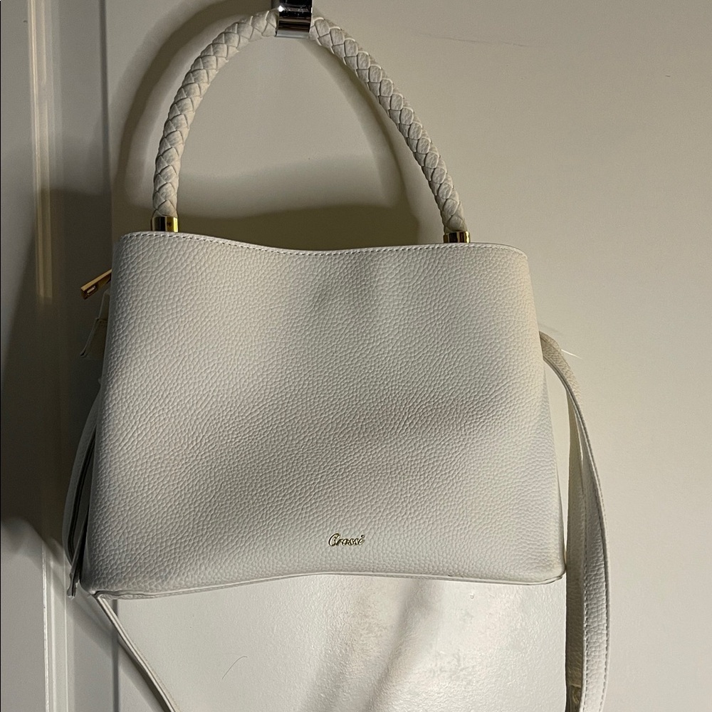 Crossi Ivory Textured Shoulder Bag, NWT